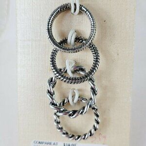 Cato 4 Piece Ring Set Size 7 Antiqued Silver Tone Set of 4 Band Rings New